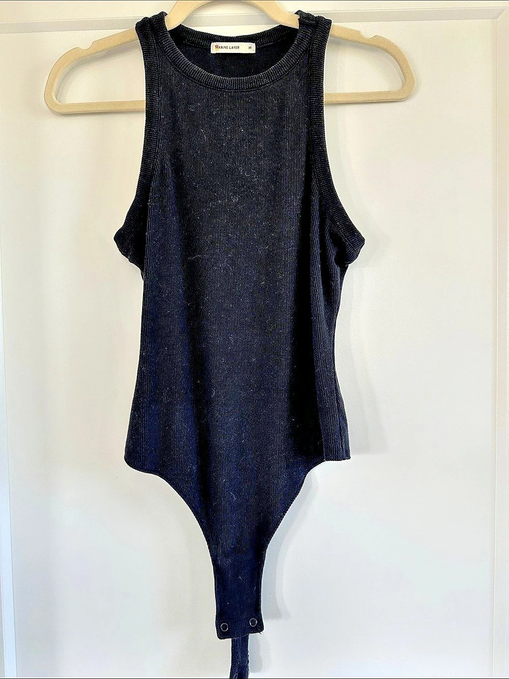 Marine Layer Lexi Rib Bodysuit Ribbed Sleeveless Bodysuit Black Medium
